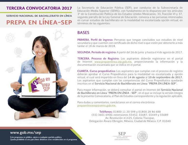 Cierra el 4 de Agosto Convocatoria de Prepa en Línea SEP