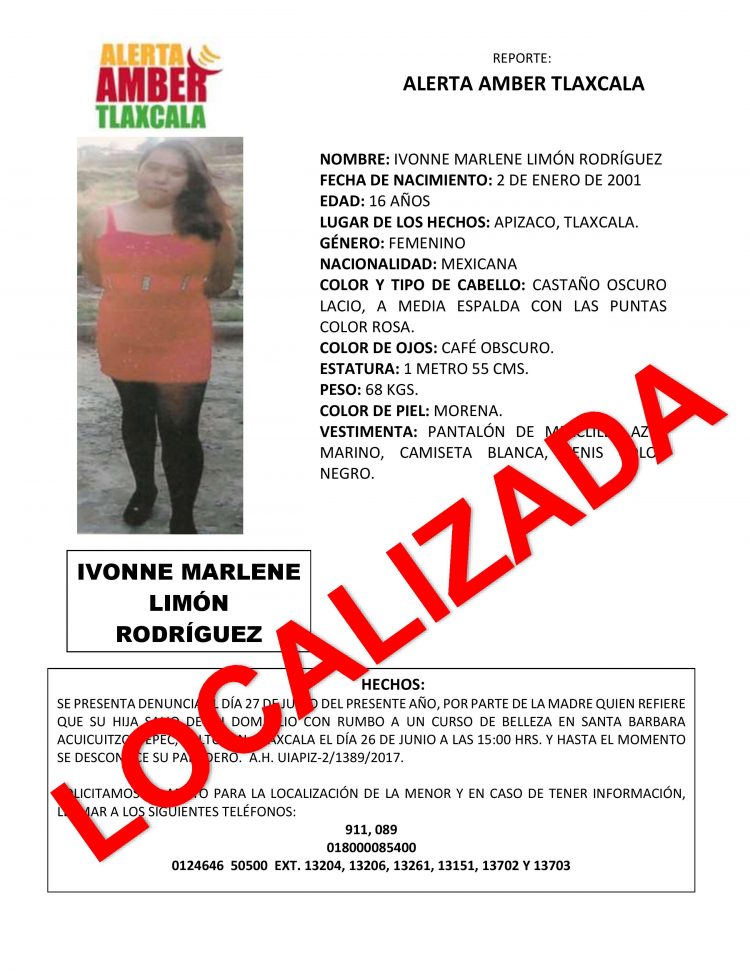 Tlaxcala: Ubica PGJE a Menor Mediante Alerta Amber