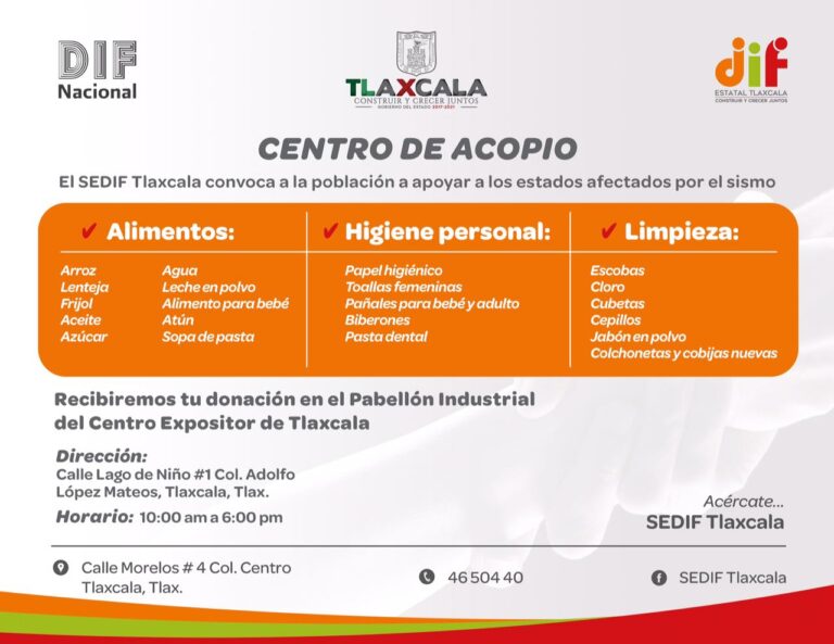 Abre DIF Estatal Centro de Acopio en Tlaxcala