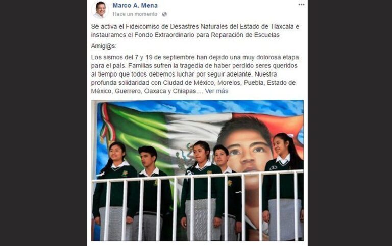 Anunció Marco Mena que Tlaxcala Invertirá 20 MDP en Reparaciones por Sismo