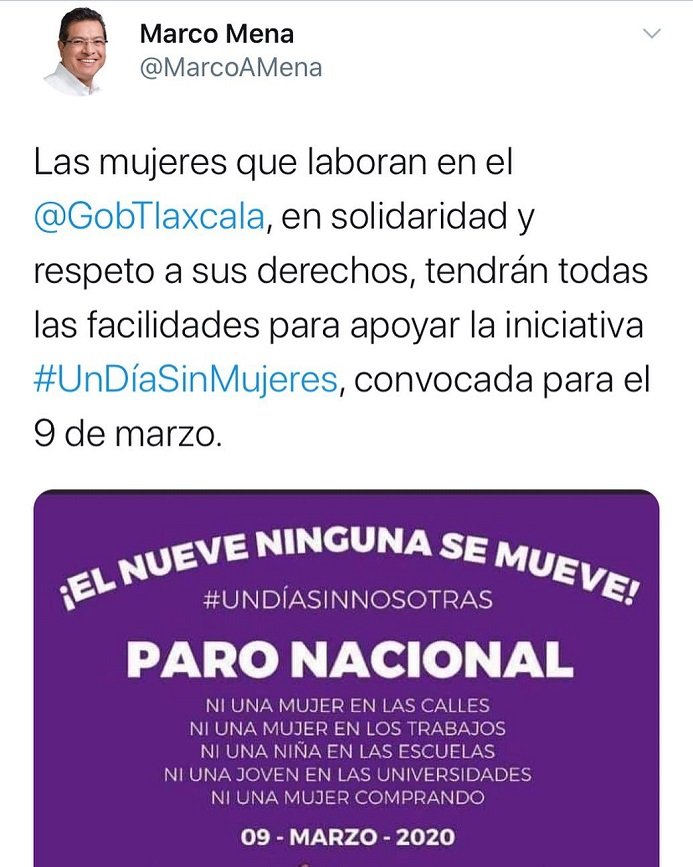 Gobernador de Tlaxcala Respalda la Iniciativa #UnDíaSinMujeres