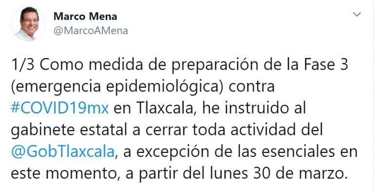 Marco Mena Anuncia Cierre del Gobierno en Preparación de Fase 3 de Covid-19