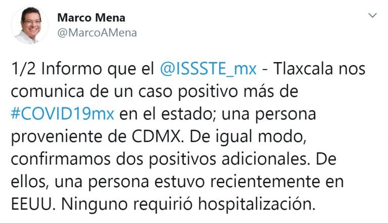 Confirma Sesa Tres Nuevos Casos de Covid-19 en Tlaxcala