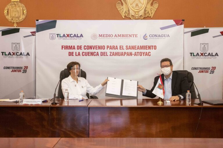 Marco Mena y Conagua Firman Convenio Para Saneamiento del Río Zahuapan