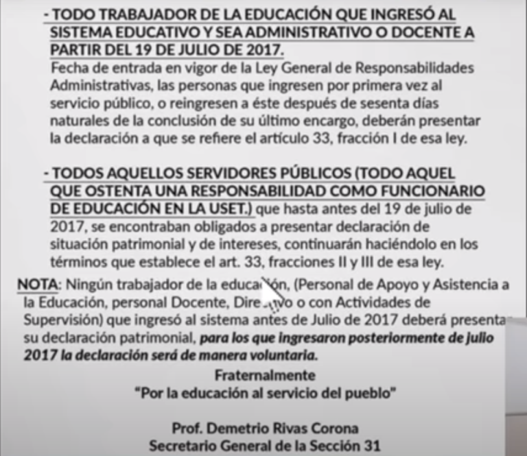 Exhiben en #SoyDocente Yerros Graves de la Sección 31 del SNTE