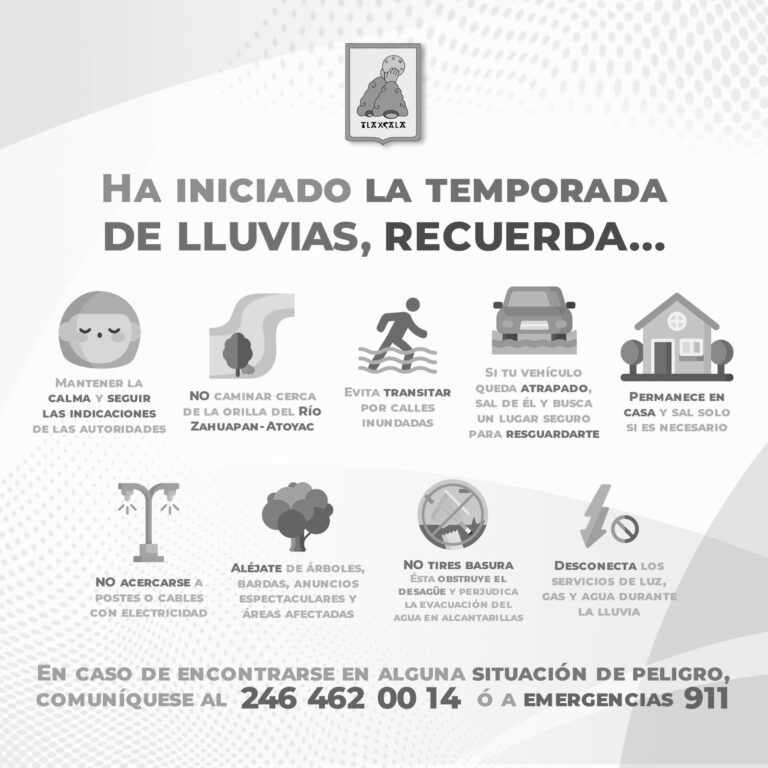 Difunde Protección Civil de la capital recomendaciones por lluvias