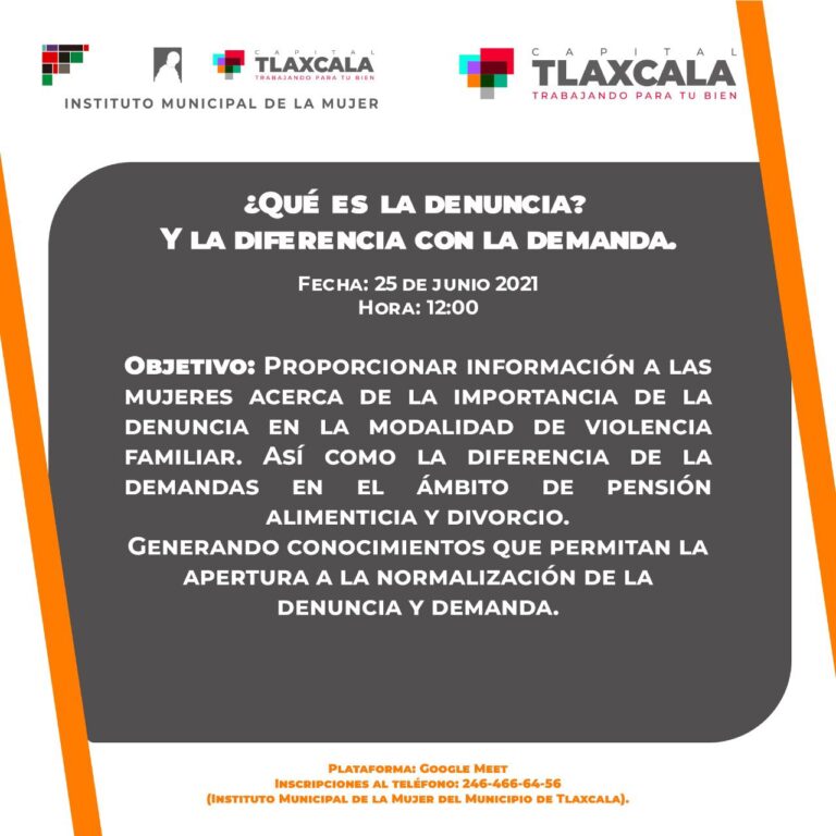 Invita IMM a Taller Virtual, «¿Qué es la Denuncia? Y la Diferencia con la Demanda»