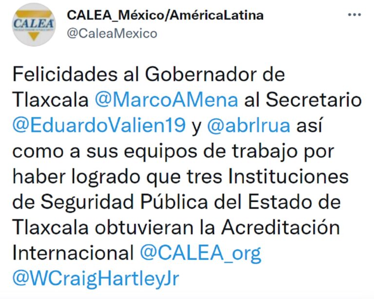 Calificadora Internacional de Seguridad Felicita a Gobernador Marco Mena