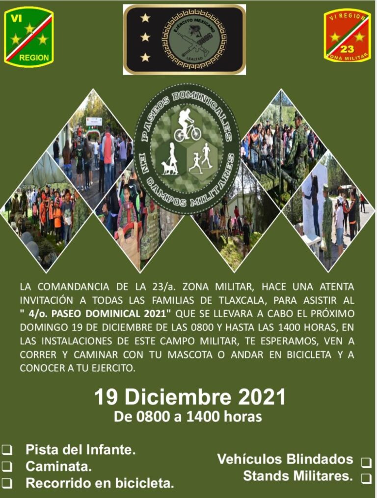 Invita la 23 Zona Militar al Cuarto Paseo Dominical 2021
