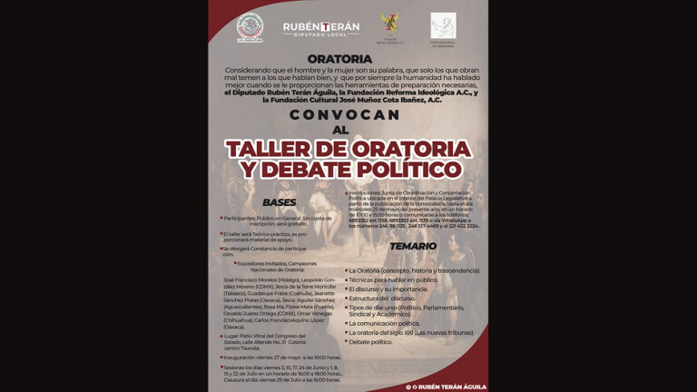 Rubén Terán Convoca al Taller de Oratoria y Debate Político en el Congreso de Tlaxcala 