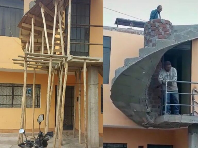 Viralizan a albañiles por escalera sin salida