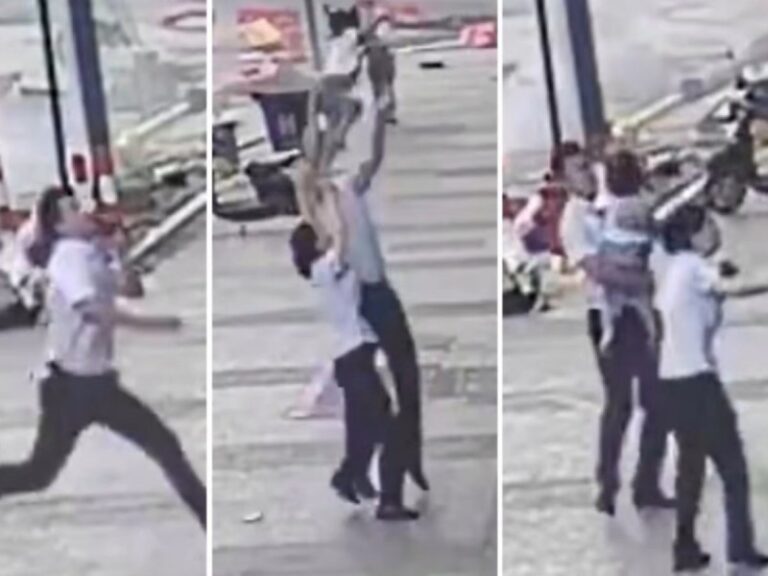 Hombre atrapa en el aire a niña que cayó desde cuarto piso