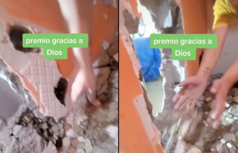 Albañiles hallan un tesoro en monedas y billetes de 500 pesos al tirar pared