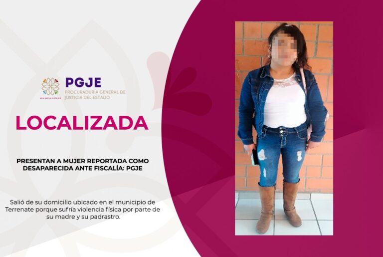 Presentan a mujer reportada como desaparecida ante Fiscalía: PGJE