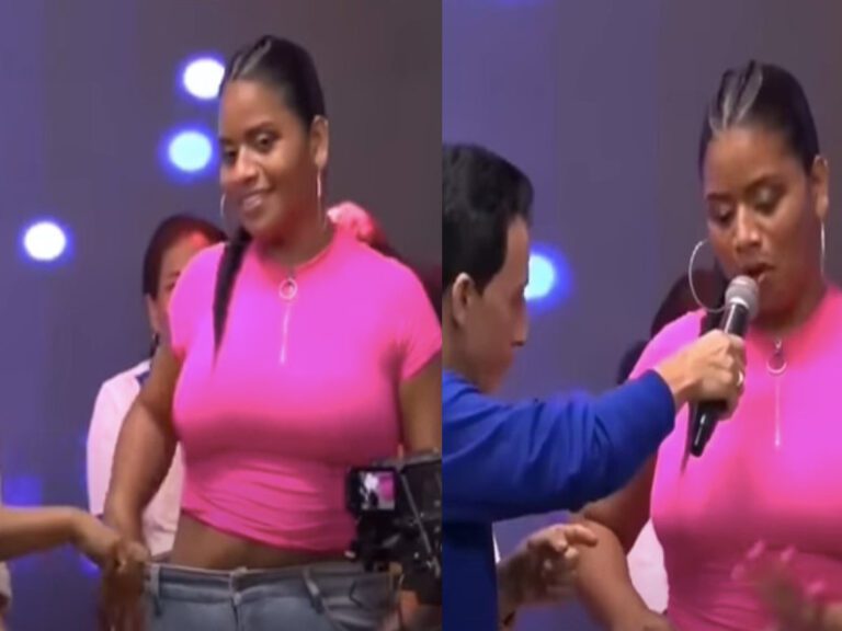 Pastor ora y hace bajar 2 tallas a mujer en pleno culto religioso