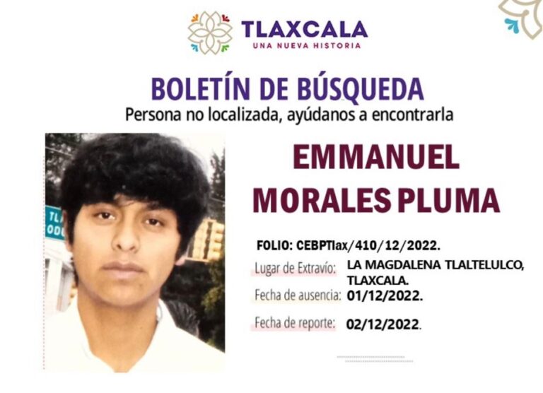 Se Busca a Emmanuel Morales Pluma Desaparecido en la Magdalena Tlaltelulco