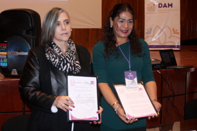 Firman CEDH y DAM convenio en favor de la población migrante y sus familias