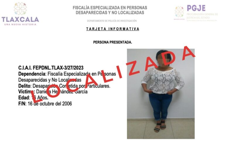 Policía de Investigación localiza a menor de edad en el municipio de Calpulalpan: PGJE