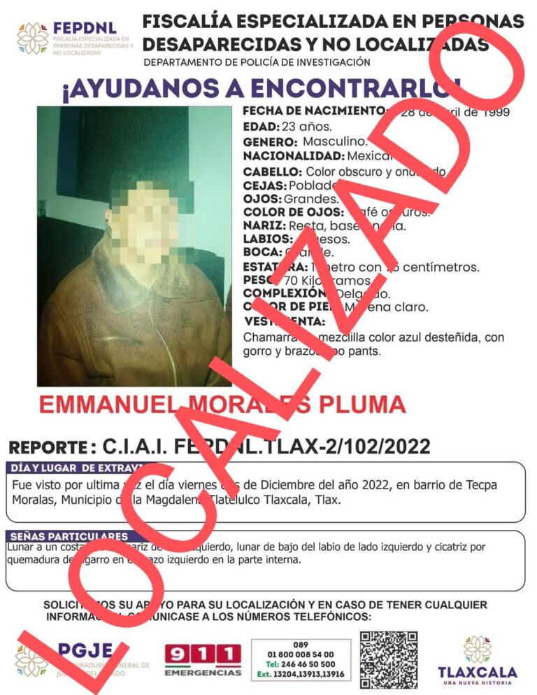 Ubican a masculino reportado como desaparecido: PGJE