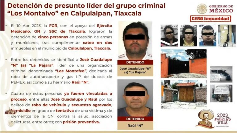 Detienen en Calpulalpan a Líderes de Grupo Delictivo «Los Montalvo»