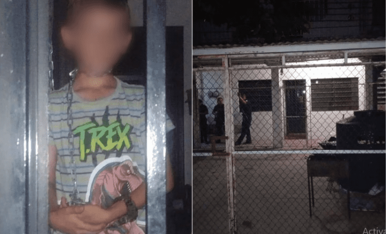 Vecinos liberan a menor que estaba encadenado por su propia familia