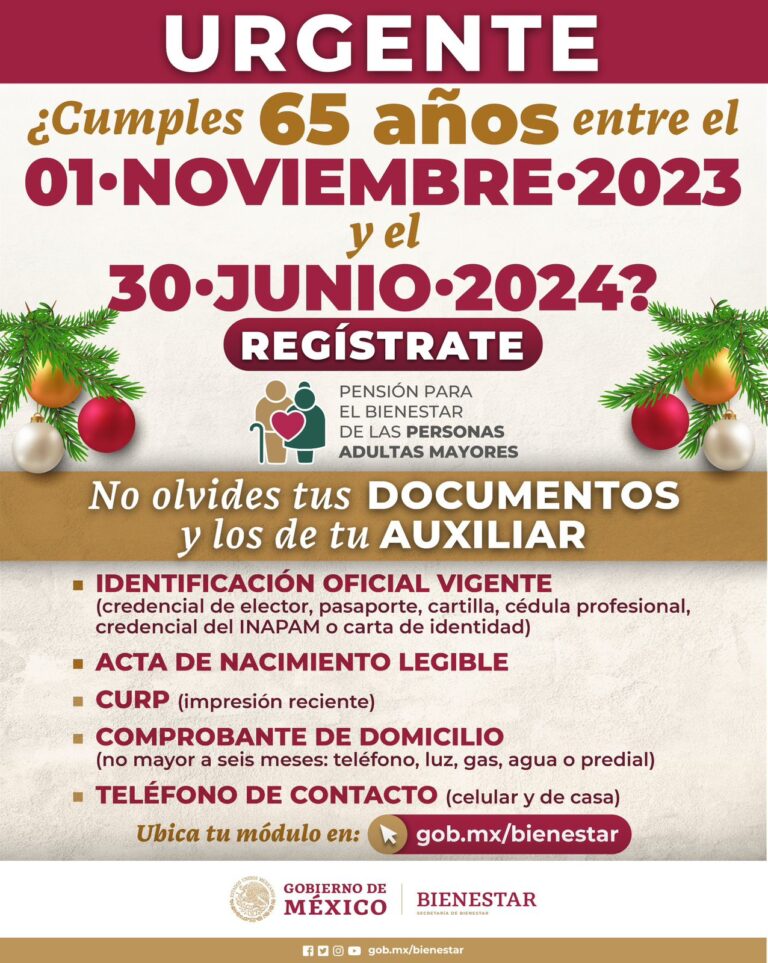 Apresúrate, este 23 de diciembre vence el plazo del registro a la pensión para adultos mayores   