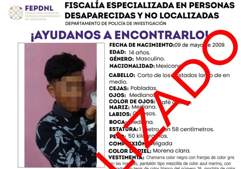 Presentan ante ministerio público a menor de edad reportado como no localizado: PGJE
