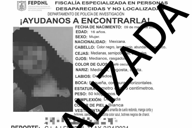 Presentan ante fiscalía a menor de edad reportada como no localizada: PGJE