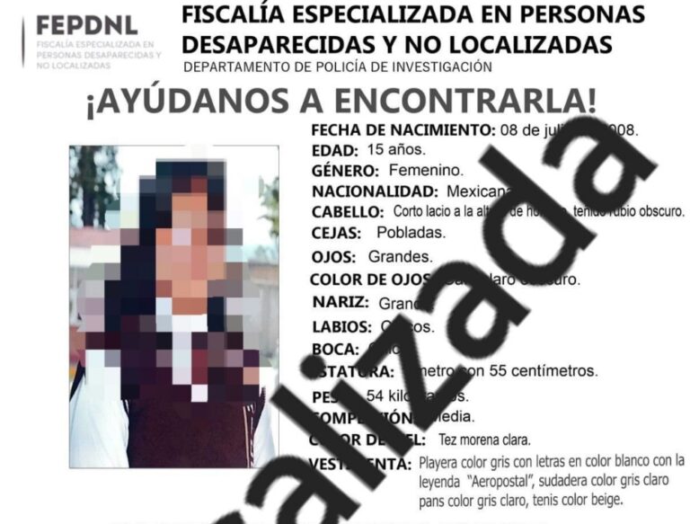 Presentan ante fiscalía a menor de edad reportada como no localizada: PGJE