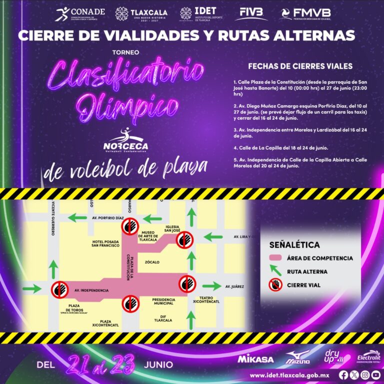 Invita IDET a Tomar Previsiones por Cierres Viales en el Centro de Tlaxcala