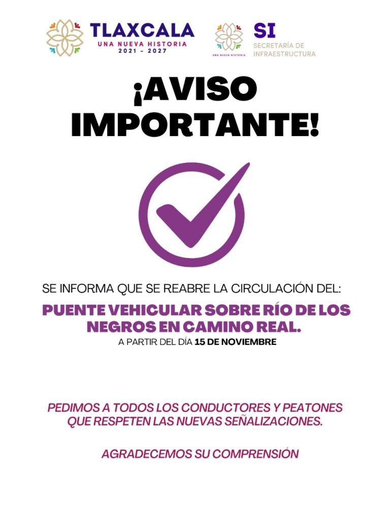 Reabren circulación del puente vehicular del camino real