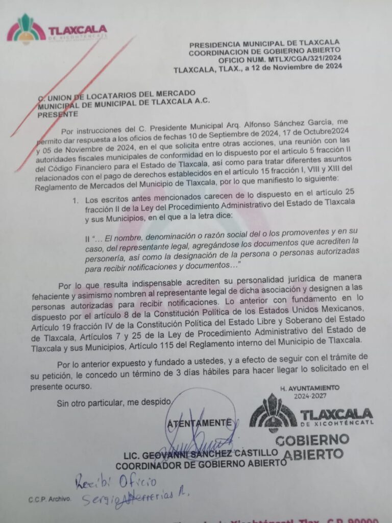 Reitera Ayuntamiento de Tlaxcala ser un gobierno de puertas abiertas; las peticiones se han atendido en tiempo y forma