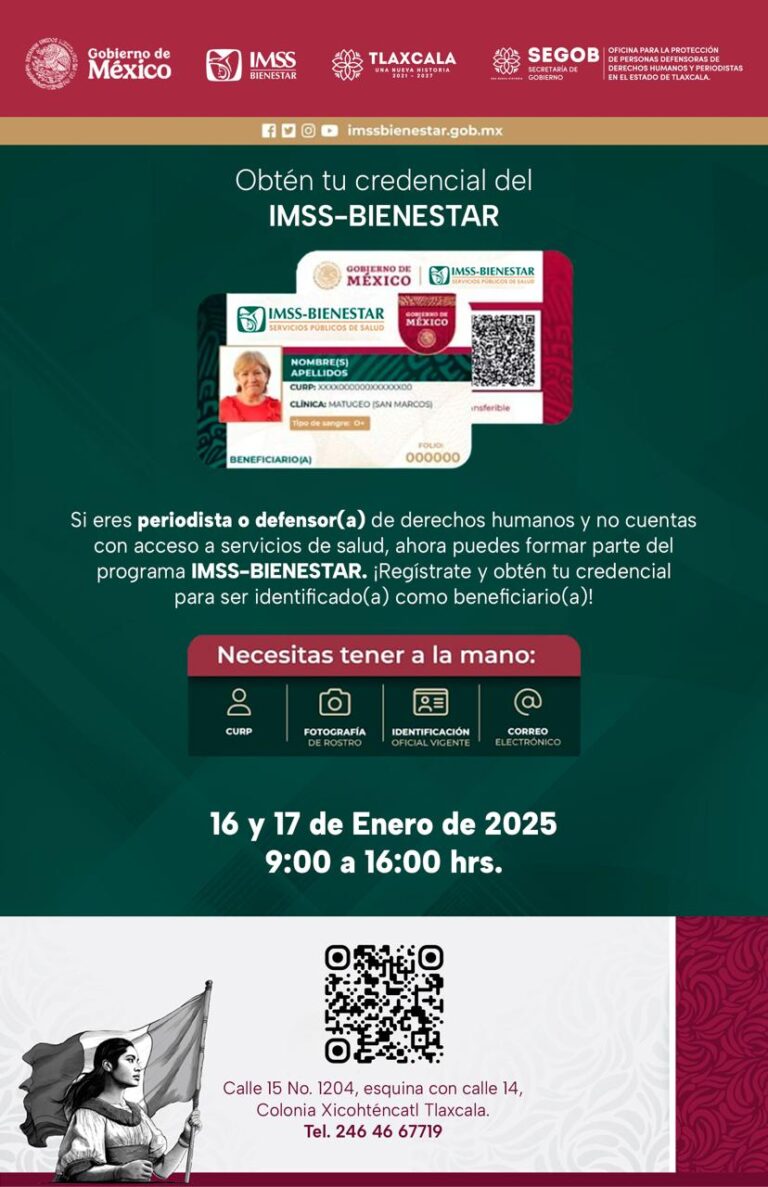 Invita Segob a periodistas y personas defensoras de derechos humanos a registrarse al IMSS-Bienestar