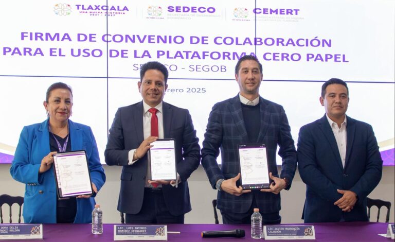 Firman Segob y Sedeco convenio para el uso de la plataforma cero papel Tlaxcala