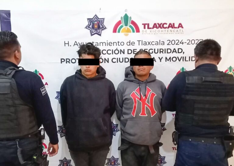 Detiene Policía de Tlaxcala de Xicohténcatl a dos individuos por alterar el orden en la colonia Miraflores