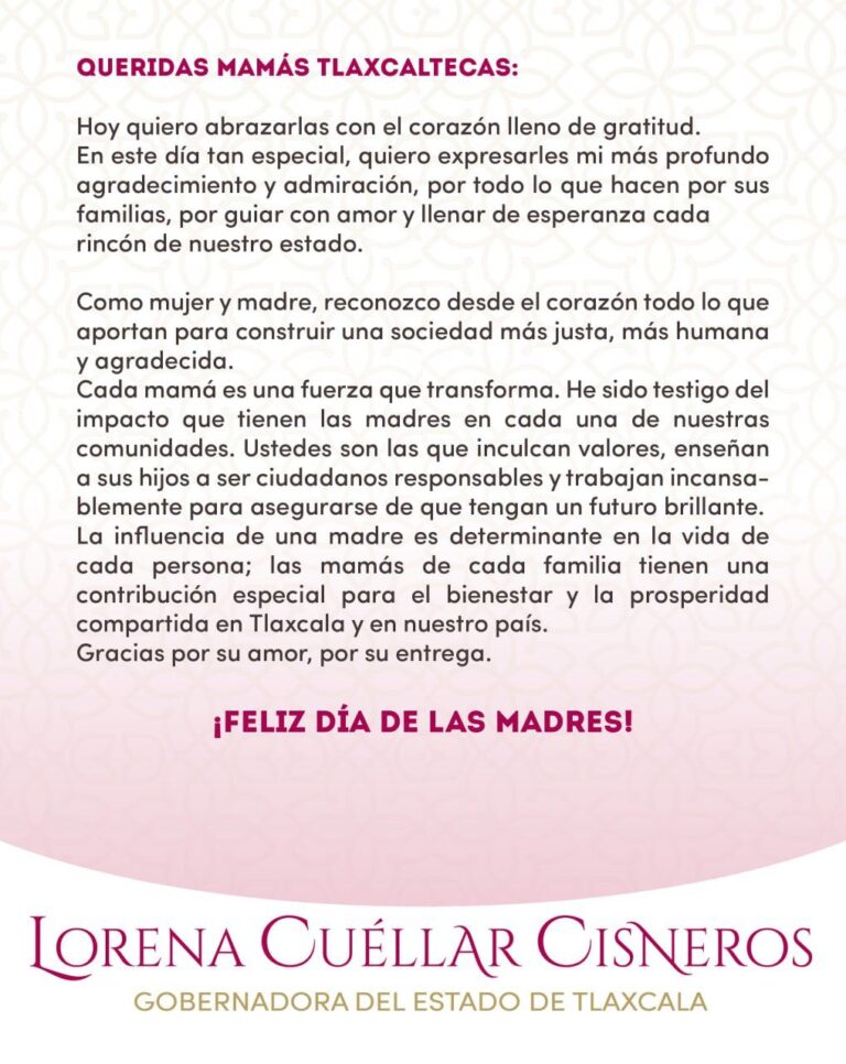 Felicita Gobernadora a las Madres Tlaxcaltecas