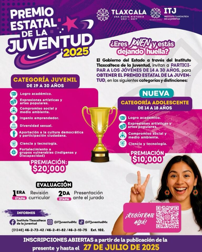 Sigue Abierta Convocatoria del Premio Estatal de la Juventud 2025