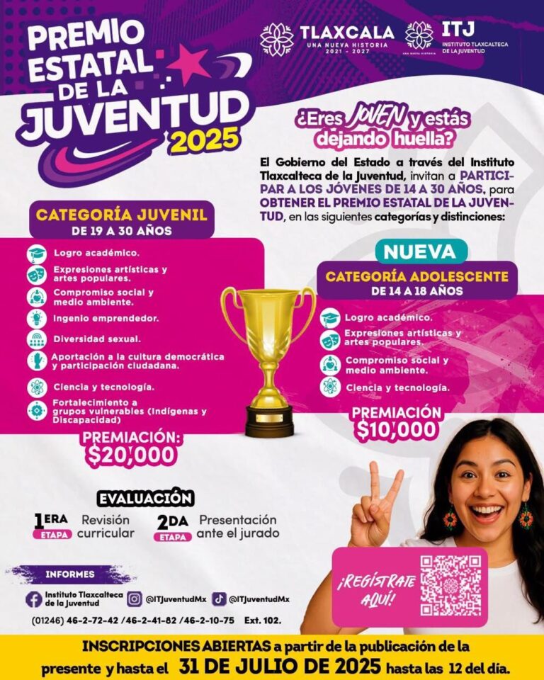 Amplía ITJ hasta el 31 de julio convocatoria del Premio Estatal de la Juventud 2025